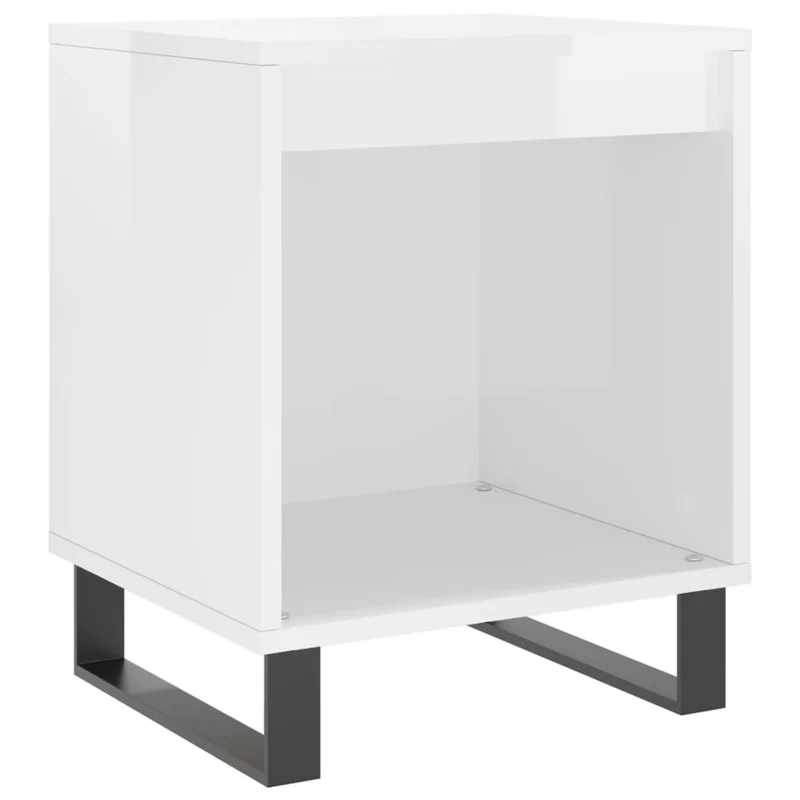 Lot de 2 tables de chevet avec compartiment ouvert 40 x 35 x 50 cm bois d'ingénierie blanc et métal DEC035017