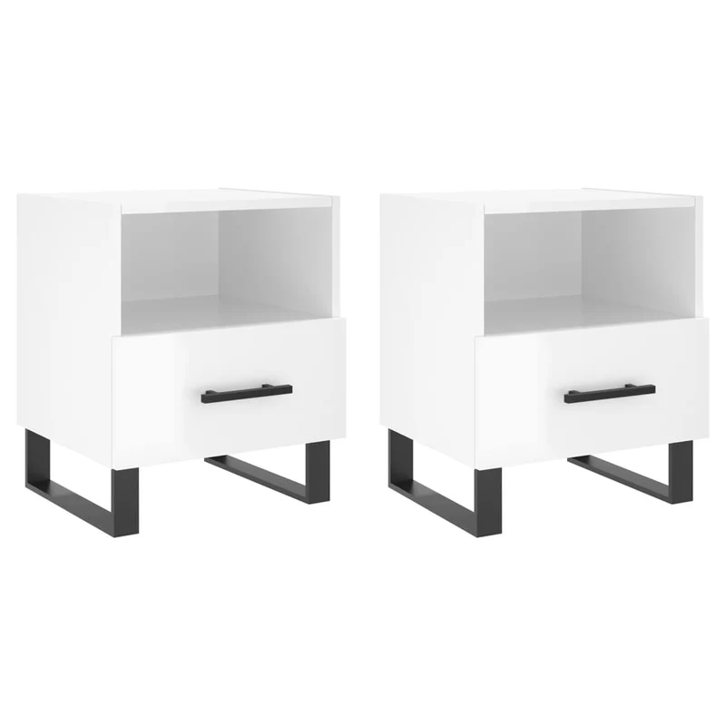 Lot de 2 tables de chevet avec tiroir et compartiment ouvert 40 x 35 x 47,5 cm bois d'ingénierie blanc DEC035001