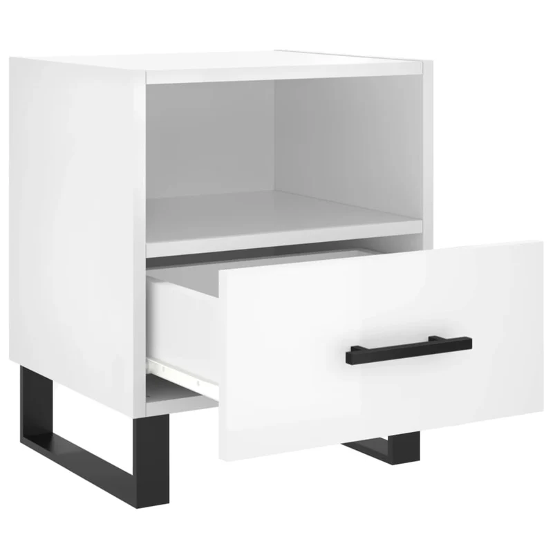Lot de 2 tables de chevet avec tiroir et compartiment ouvert 40 x 35 x 47,5 cm bois d'ingénierie blanc DEC035001