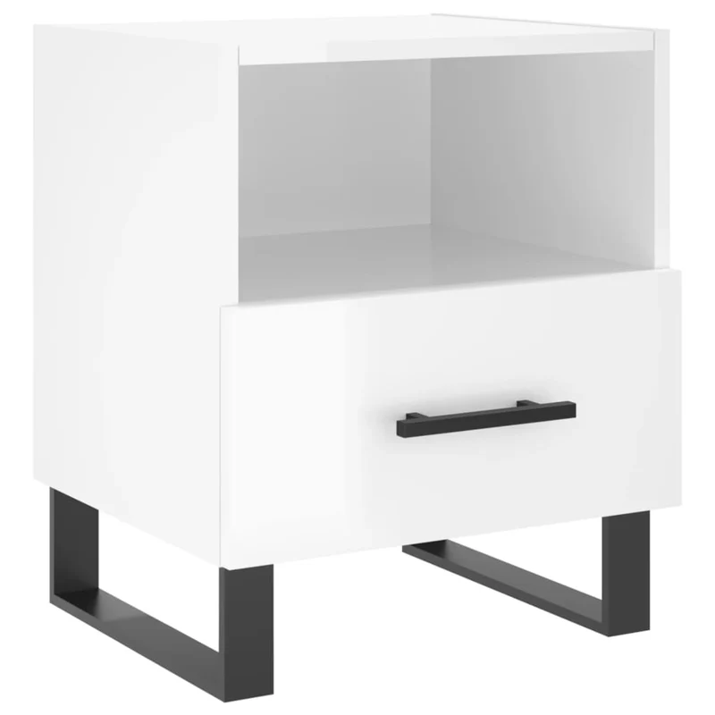 Lot de 2 tables de chevet avec tiroir et compartiment ouvert 40 x 35 x 47,5 cm bois d'ingénierie blanc DEC035001