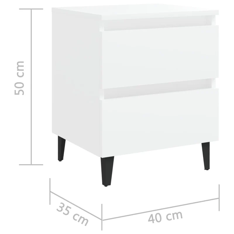 Lot de 2 tables de chevet avec tiroirs 40 x 35 x 50 cm bois d'ingénierie blanc DEC034929