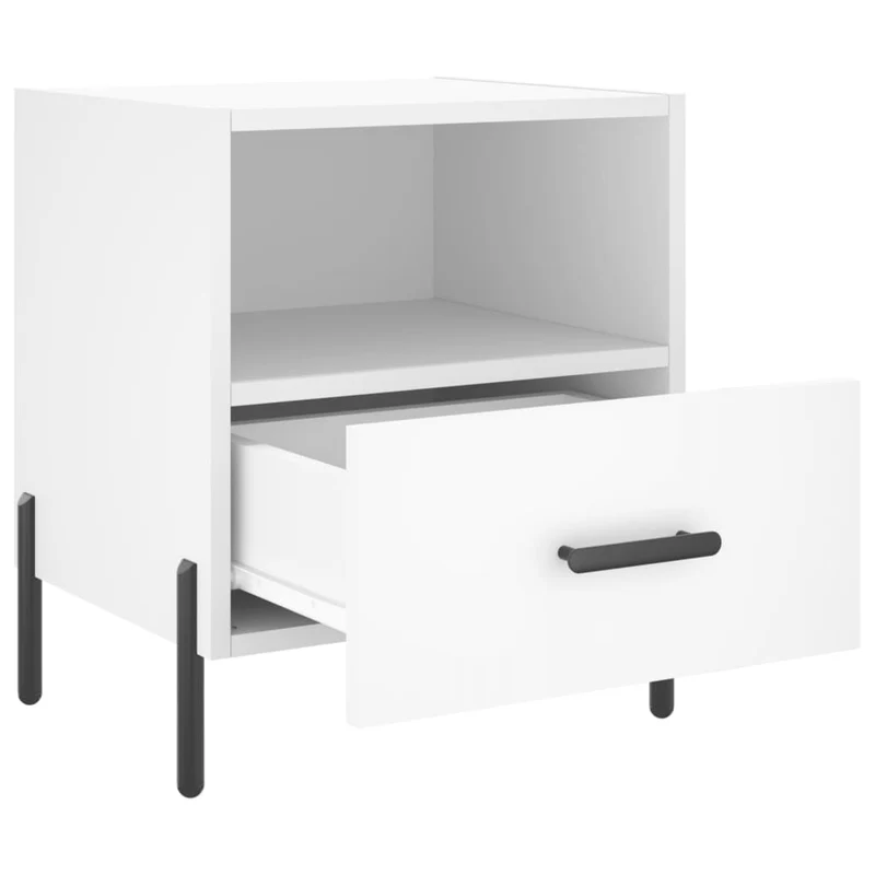 Lot de 2 tables de chevet avec tiroir et compartiment ouvert 40 x 35 x 47,5 cm bois d’ingénierie blanc DEC034914