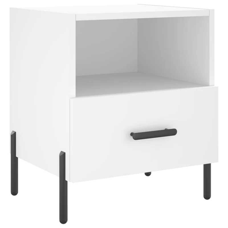 Lot de 2 tables de chevet avec tiroir et compartiment ouvert 40 x 35 x 47,5 cm bois d’ingénierie blanc DEC034914