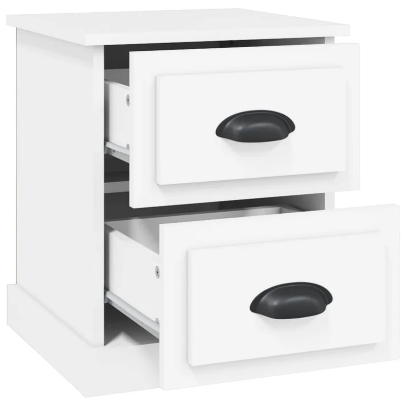 Lot de 2 tables de chevet avec tiroirs 39 x 39 x 47,5 cm bois d'ingénierie blanc DEC034879