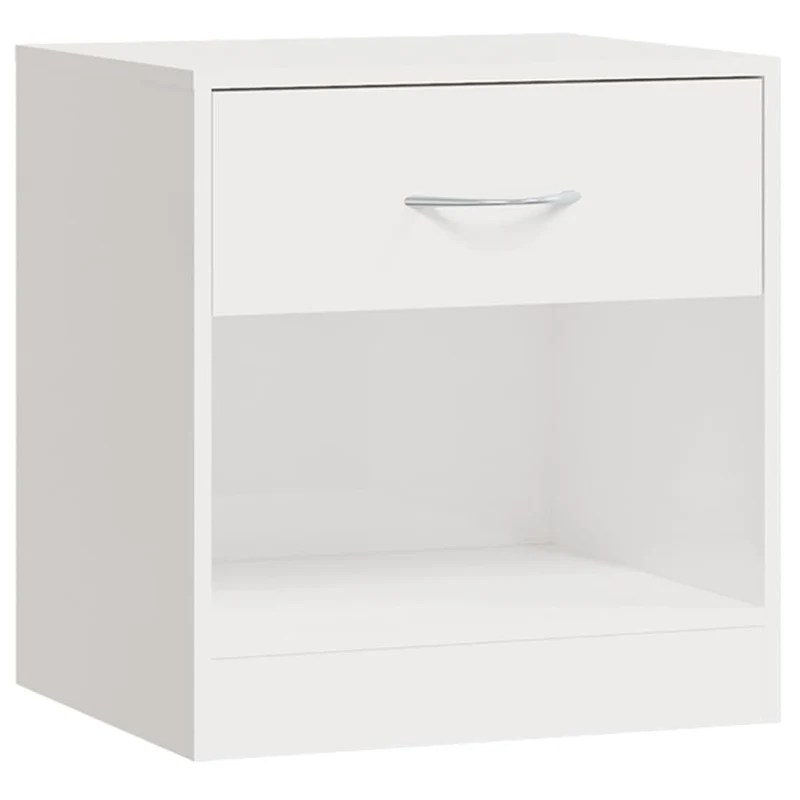 Lot de 2 tables de chevet avec tiroir 36,5 x 30,5 x 38 cm en bois d'ingénierie blanc brillant DEC034843