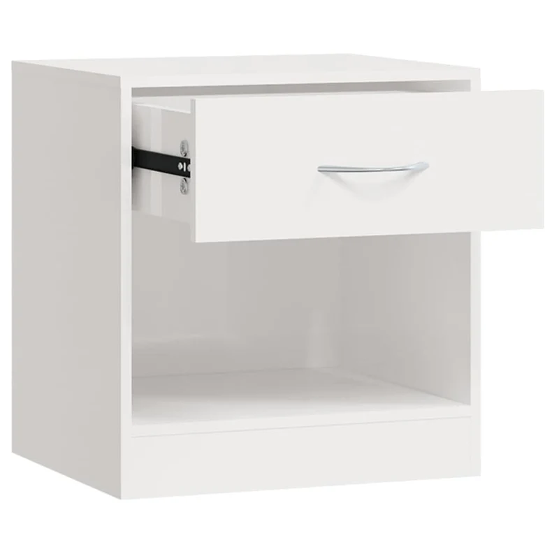 Lot de 2 tables de chevet avec tiroir 36,5 x 30,5 x 38 cm en bois d'ingénierie blanc brillant DEC034843