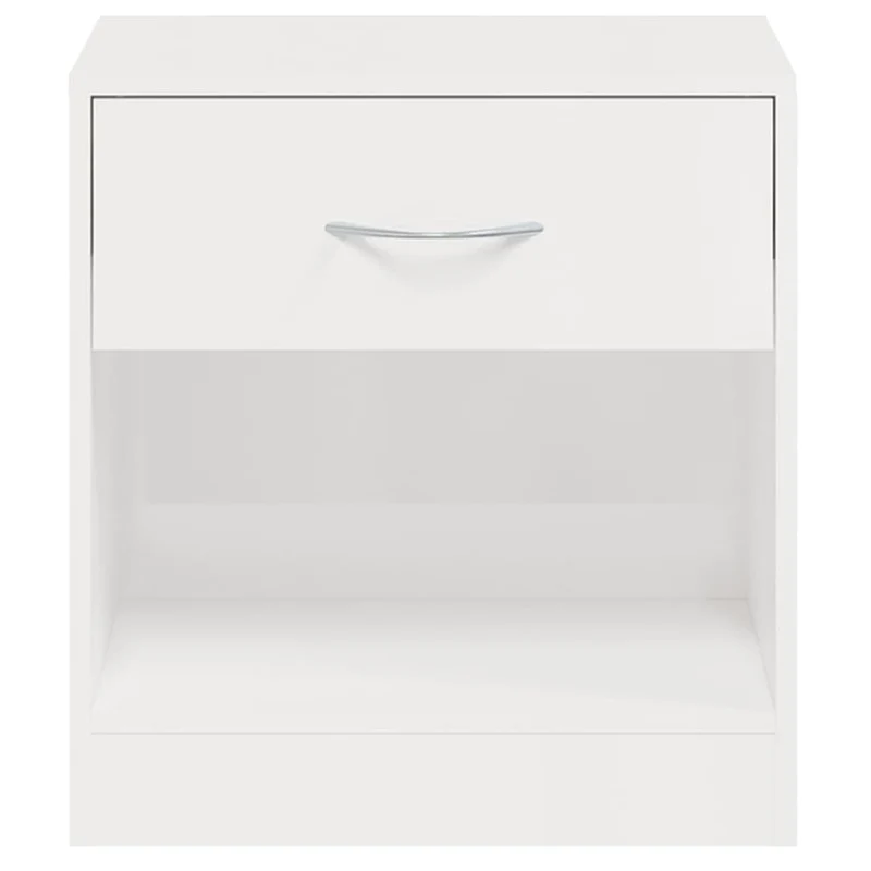 Lot de 2 tables de chevet avec tiroir 36,5 x 30,5 x 38 cm en bois d'ingénierie blanc brillant DEC034843