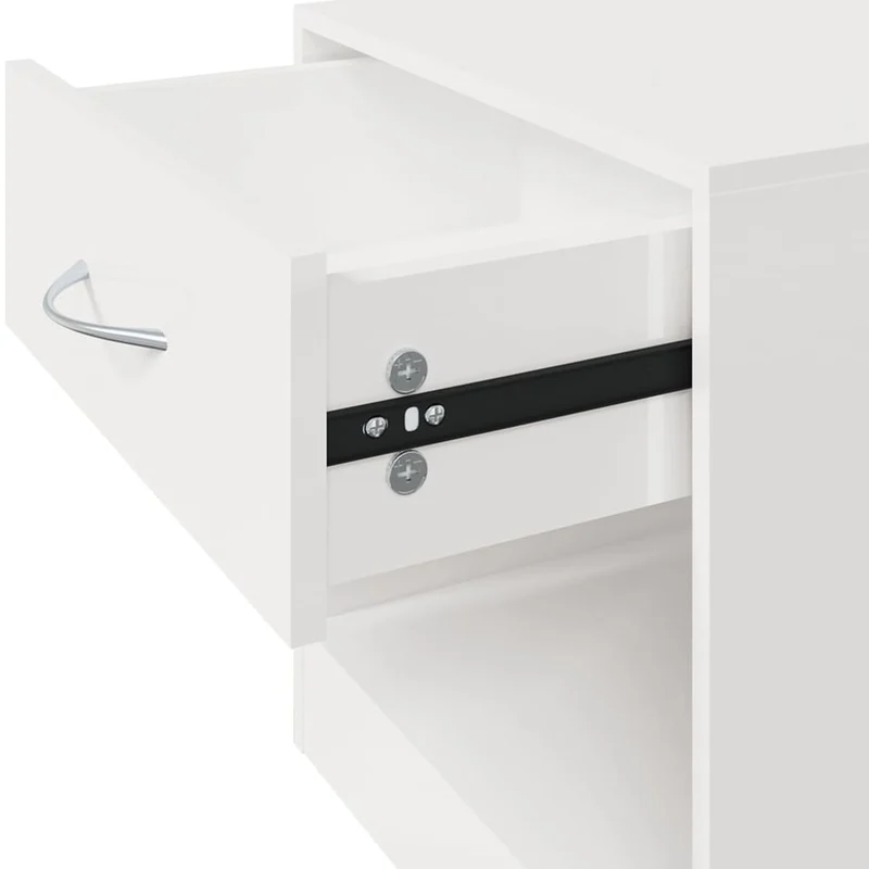 Lot de 2 tables de chevet avec tiroir 36,5 x 30,5 x 38 cm en bois d'ingénierie blanc brillant DEC034843