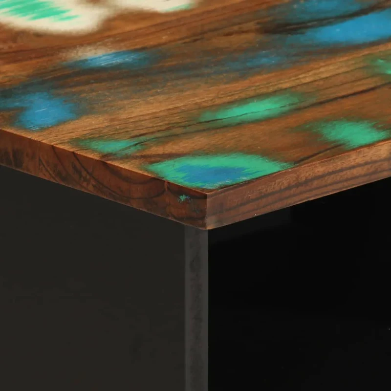 Lot de 2 tables de chevet avec tiroir et compartiment 40 x 34 x 46 cm bois massif de récupération et acier DEC034803
