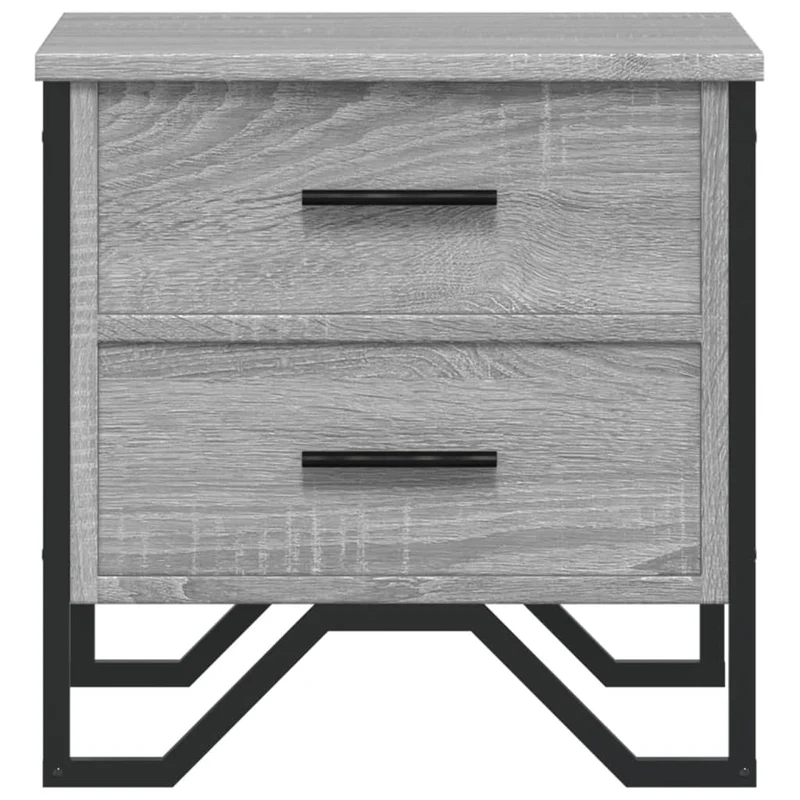 Table de chevet avec deux tiroirs 40 x 41 x 40 cm bois d'ingénierie gris et métal DEC034654
