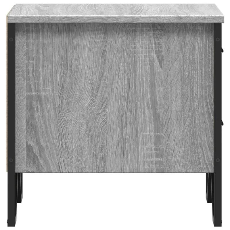 Table de chevet avec deux tiroirs 40 x 41 x 40 cm bois d'ingénierie gris et métal DEC034654