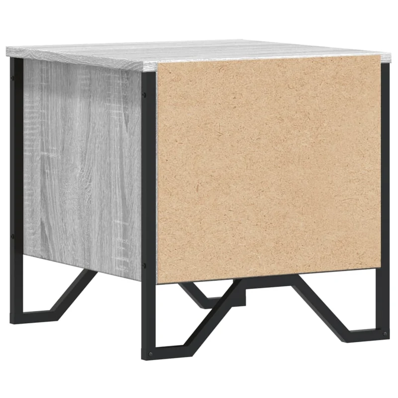 Table de chevet avec deux tiroirs 40 x 41 x 40 cm bois d'ingénierie gris et métal DEC034654