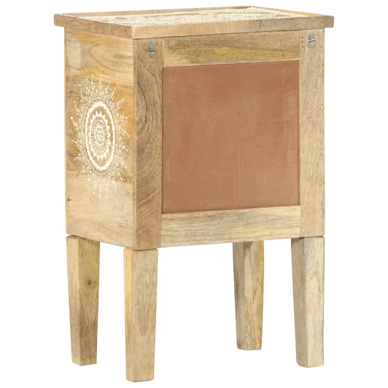 Table de chevet peinte à la main avec deux tiroirs 40 x 30 x 60 cm bois de manguier DEC034546
