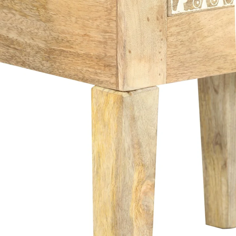 Table de chevet peinte à la main avec deux tiroirs 40 x 30 x 60 cm bois de manguier DEC034546