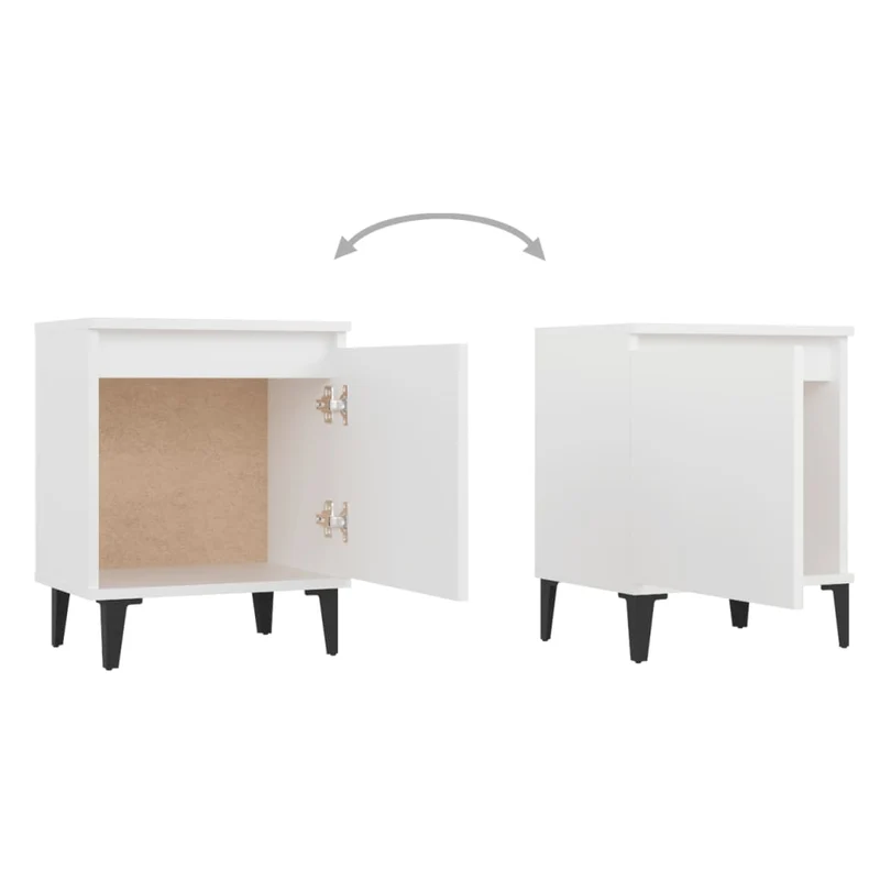 Table de chevet avec compartiment avec porte 40 x 30 x 50 cm bois d'ingénierie blanc pieds en métal DEC033226