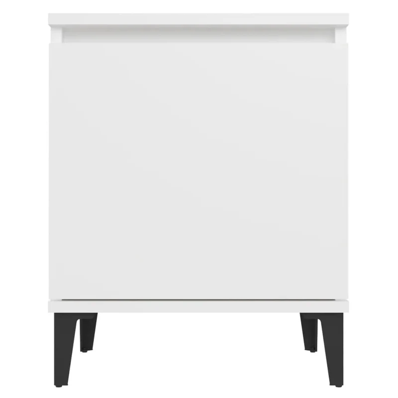 Table de chevet avec compartiment avec porte 40 x 30 x 50 cm bois d'ingénierie blanc pieds en métal DEC033226