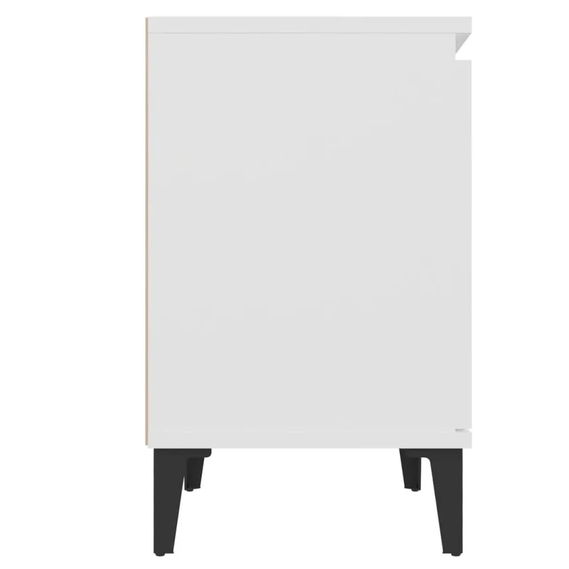 Table de chevet avec compartiment avec porte 40 x 30 x 50 cm bois d'ingénierie blanc pieds en métal DEC033226