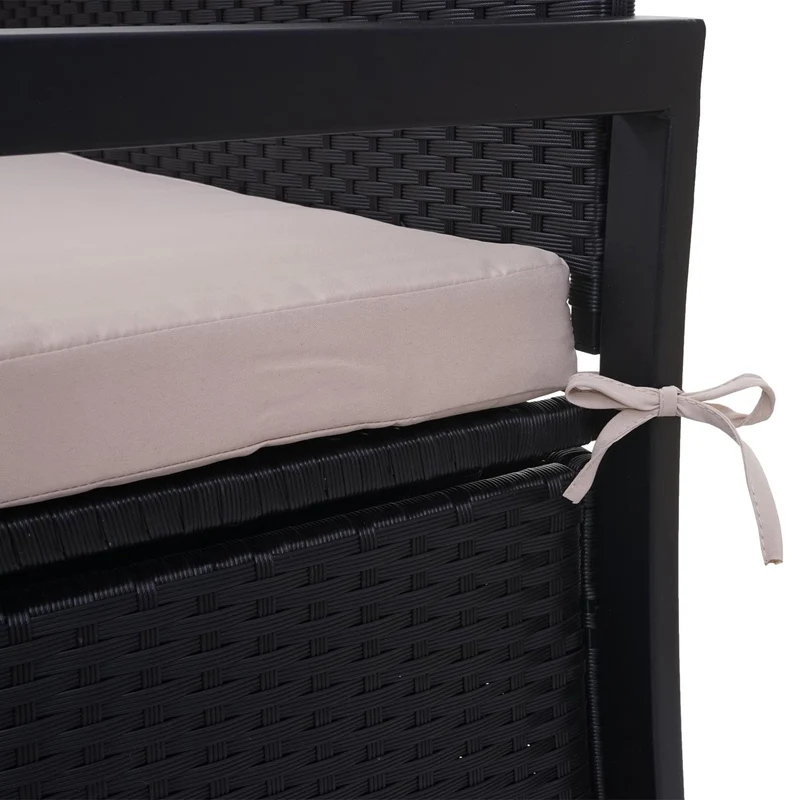 Banquette 2 places de jardin en polyrotin coffre de rangement anthracite coussin beige 04_0004171