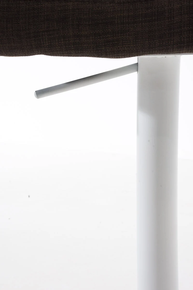 Tabouret de bar chaise haute de comptoir couture carrées assise en tissu marron cadre en métal blanc 10_0004752