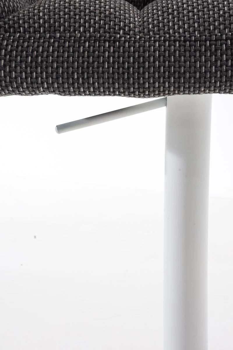 Tabouret de bar chaise haute de comptoir couture carrées assise en tissu gris titane cadre en métal blanc 10_0004757