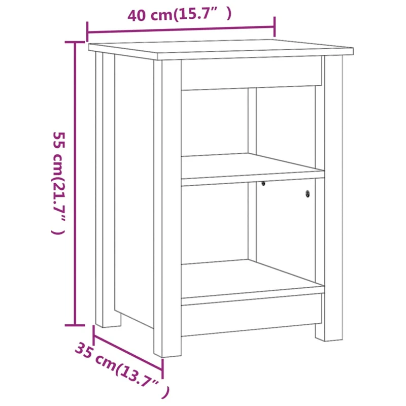 Lot de 2 tables de chevet avec compartiment ouvert 40 x 35 x 55 cm bois pin marron miel DEC035449