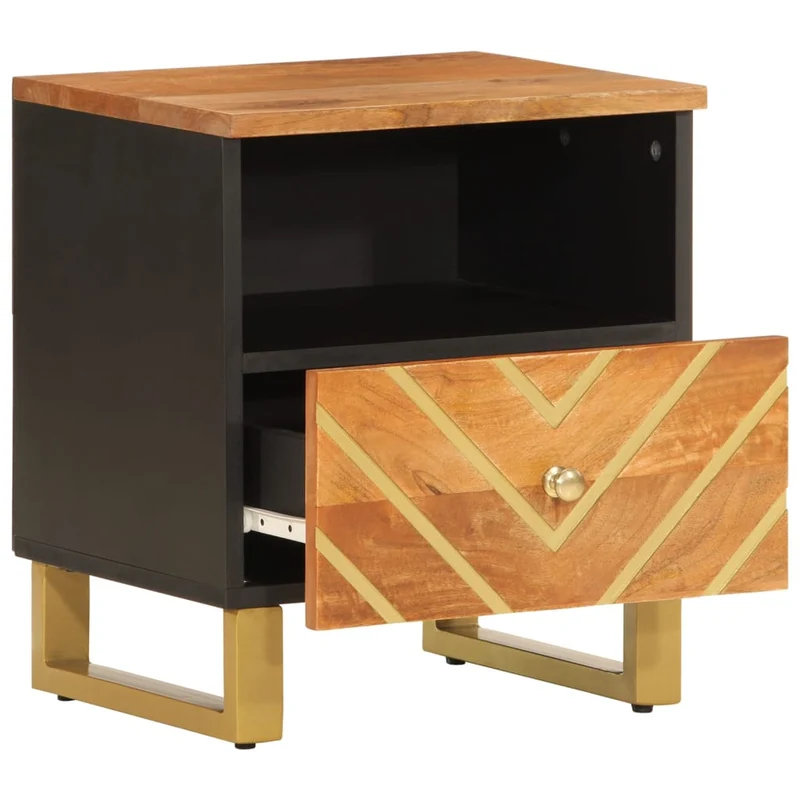 Lot de 2 tables de chevet 40 x 33 x 46 cm bois de manguier MDF et fer DEC035443