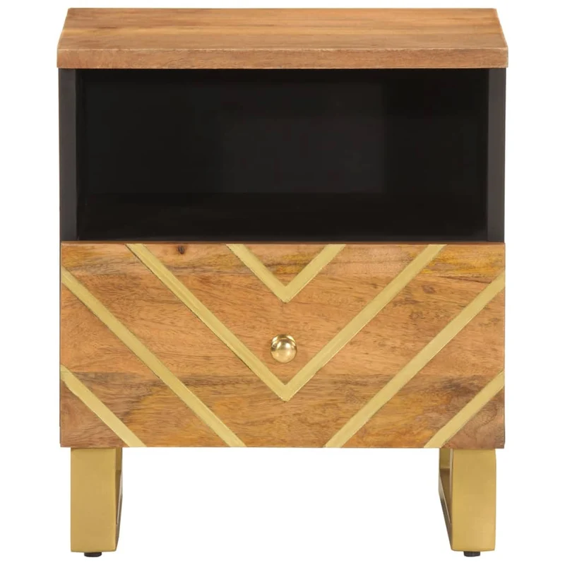 Lot de 2 tables de chevet 40 x 33 x 46 cm bois de manguier MDF et fer DEC035443