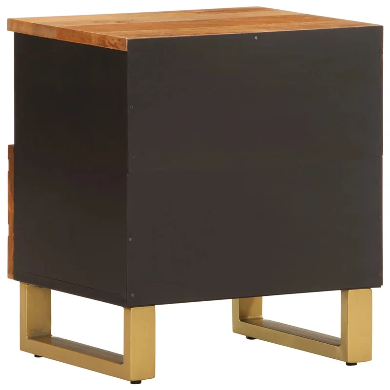 Lot de 2 tables de chevet 40 x 33 x 46 cm bois de manguier MDF et fer DEC035443