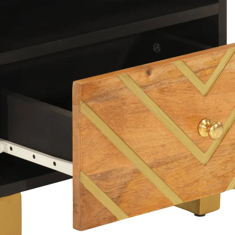 Lot de 2 tables de chevet 40 x 33 x 46 cm bois de manguier MDF et fer DEC035443
