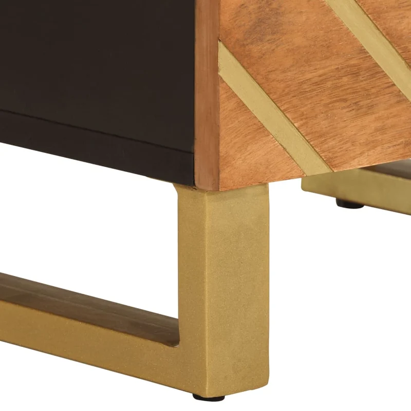 Lot de 2 tables de chevet 40 x 33 x 46 cm bois de manguier MDF et fer DEC035443