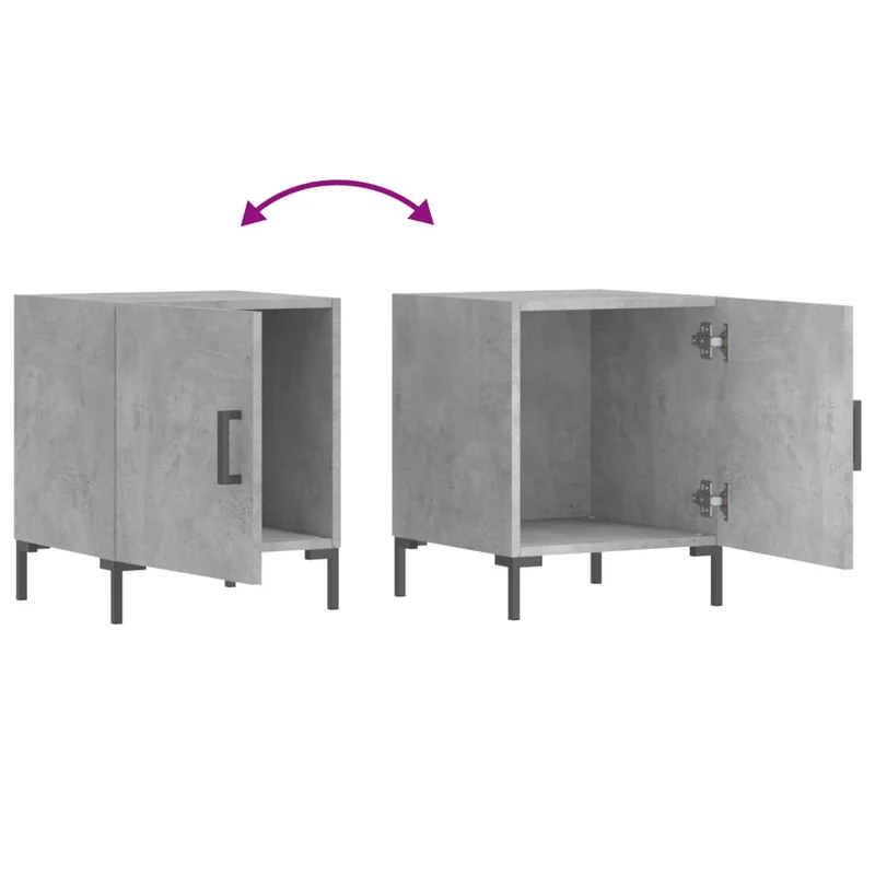 Lot de 2 tables de chevet avec compartiment avec porte 40 x 40 x 50 cm bois d’ingénierie gris DEC035396