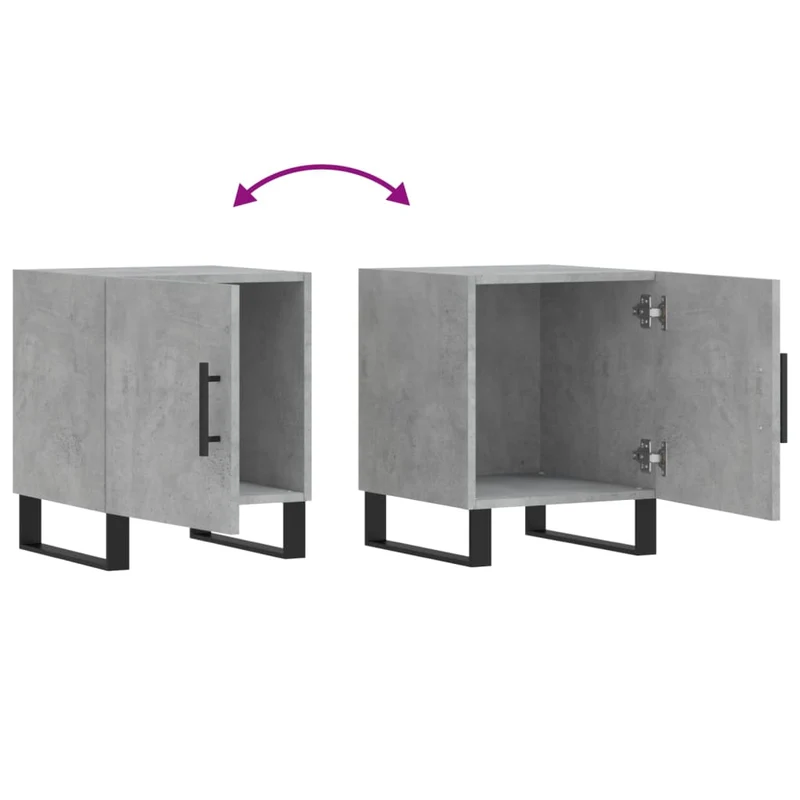 Lot de 2 tables de chevet avec compartiment avec porte 40 x 40 x 50 cm bois d’ingénierie gris DEC035395