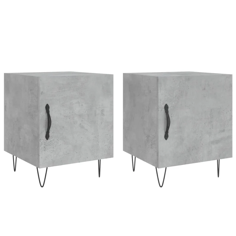 Lot de 2 tables de chevet avec compartiment avec porte 40 x 40 x 50 cm bois d’ingénierie gris DEC035394