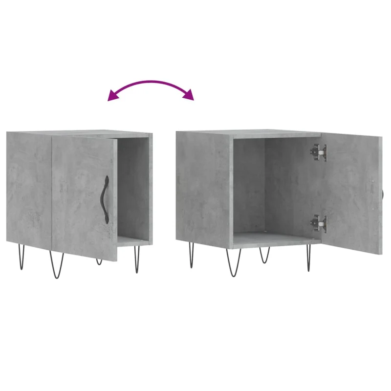 Lot de 2 tables de chevet avec compartiment avec porte 40 x 40 x 50 cm bois d’ingénierie gris DEC035394