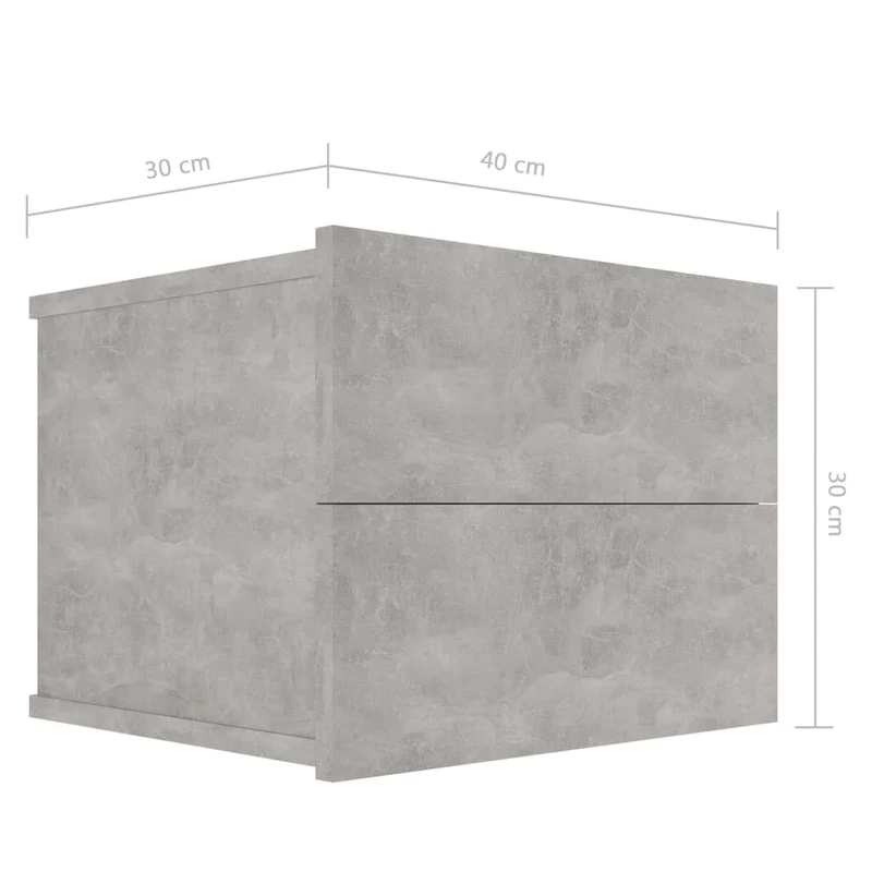 Lot de 2 tables de chevet murale avec tiroirs 40 x 30 x 30 cm bois ingénierie gris DEC035347