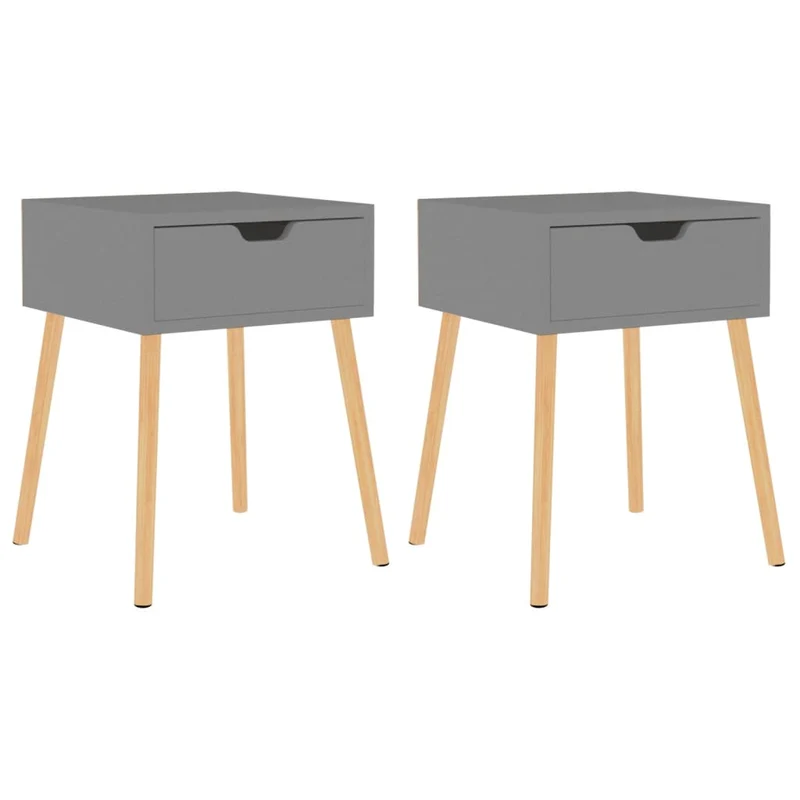 Lot de 2 tables de chevet avec tiroir 40 x 40 x 56 cm bois d'ingénierie gris DEC035332