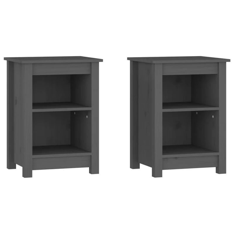 Lot de 2 tables de chevet avec compartiment ouvert 40 x 35 x 55 cm bois de pin gris DEC035328