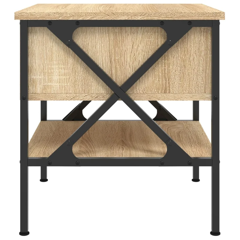 Lot de 2 tables de chevet avec tiroir et étagère 40 x 42 x 45 cm bois ingénierie couleur chêne et fer DEC035282