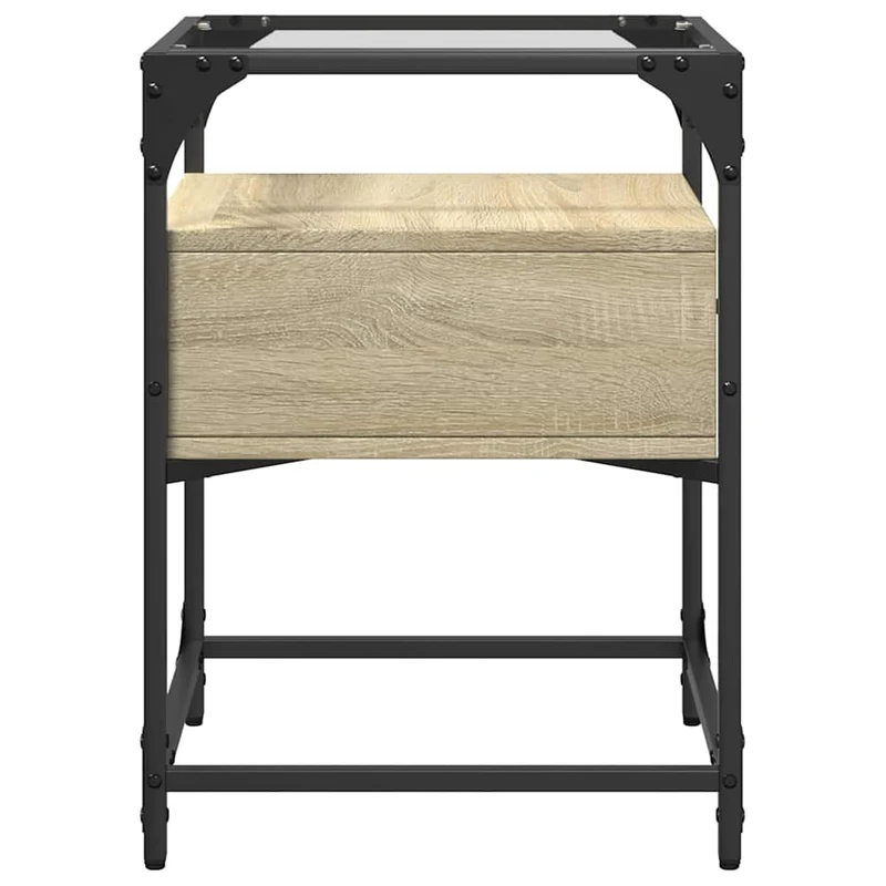 Lot de 2 tables de chevet avec tiroir 40 x 40 x 55 cm bois ingénierie acier et verre DEC035278