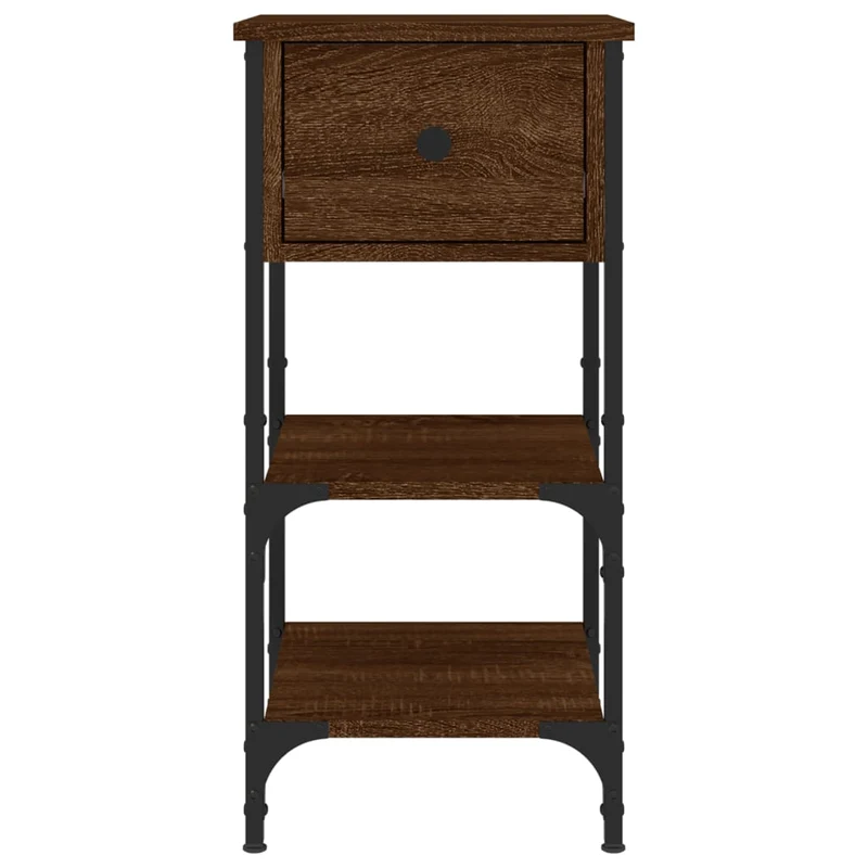 Lot de 2 tables de chevet avec tiroir et étagères 34 x 36 x 70 cm bois ingénierie marron et fer DEC035157