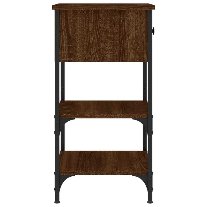 Lot de 2 tables de chevet avec tiroir et étagères 34 x 36 x 70 cm bois ingénierie marron et fer DEC035157