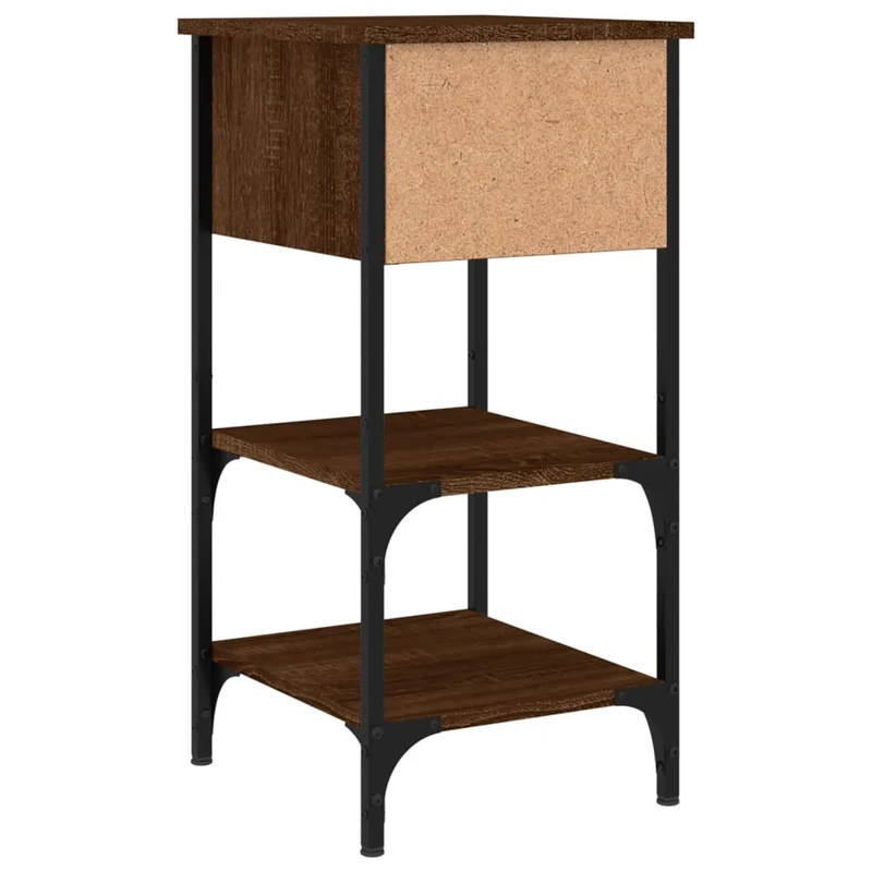 Lot de 2 tables de chevet avec tiroir et étagères 34 x 36 x 70 cm bois ingénierie marron et fer DEC035157