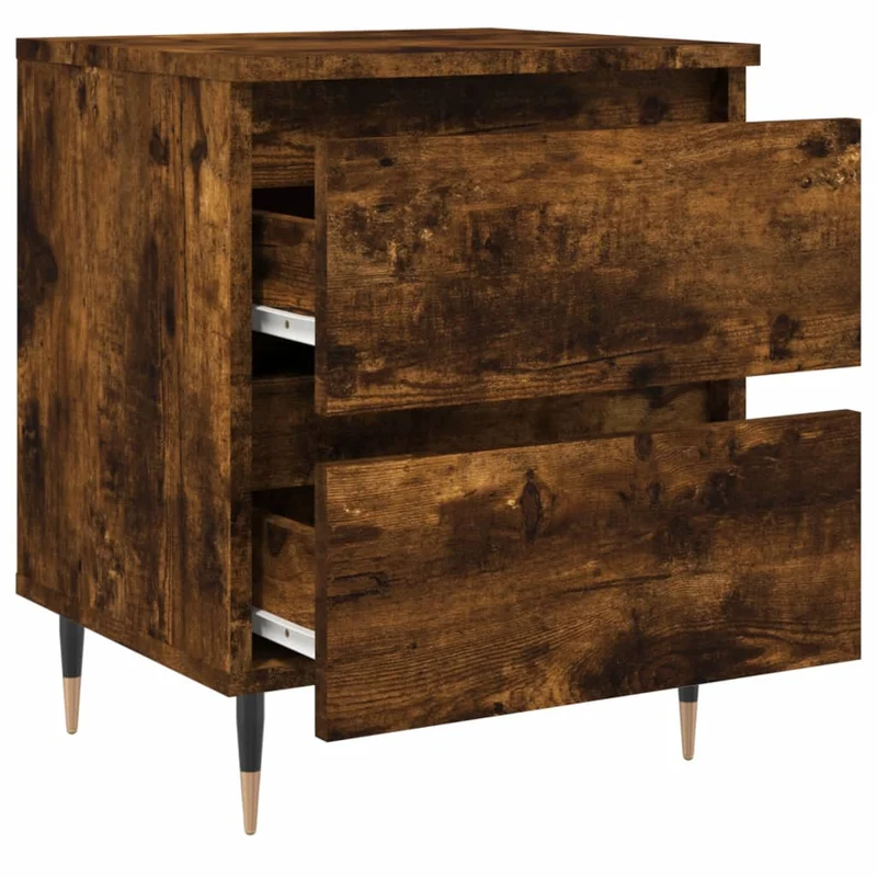 Lot de 2 tables de chevet avec tiroirs 40 x 35 x 50 cm bois ingénierie marron DEC035100