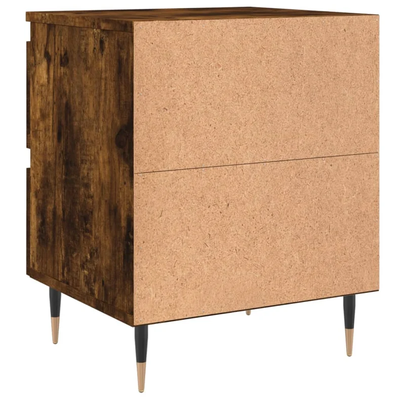 Lot de 2 tables de chevet avec tiroirs 40 x 35 x 50 cm bois ingénierie marron DEC035100