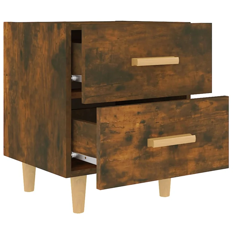 Lot de 2 tables de chevet avec deux tiroirs 40 x 35 x 47,5 cm bois d'ingénierie marron DEC035087