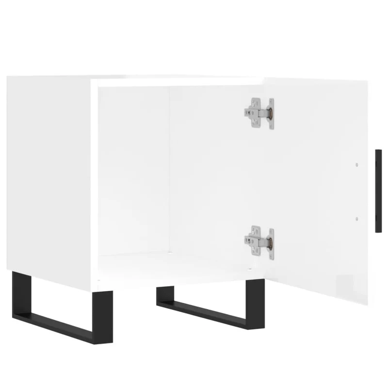 Lot de 2 tables de chevet avec compartiment avec porte 40 x 40 x 50 cm bois d'ingénierie blanc et fer DEC035030