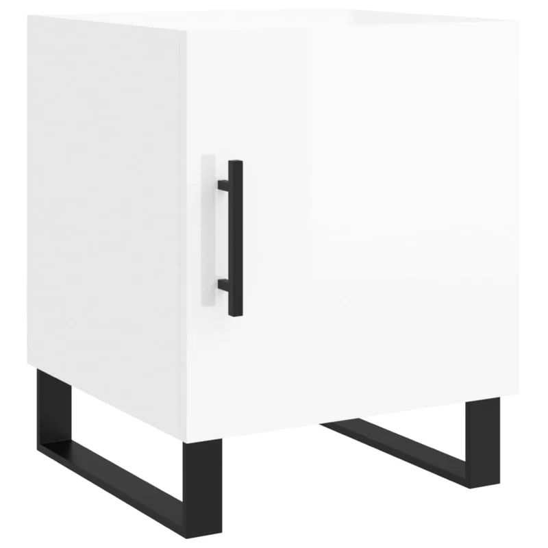 Lot de 2 tables de chevet avec compartiment avec porte 40 x 40 x 50 cm bois d'ingénierie blanc et fer DEC035030