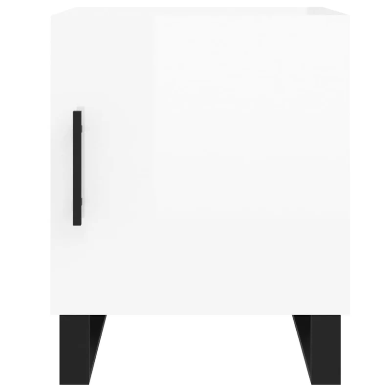 Lot de 2 tables de chevet avec compartiment avec porte 40 x 40 x 50 cm bois d'ingénierie blanc et fer DEC035030