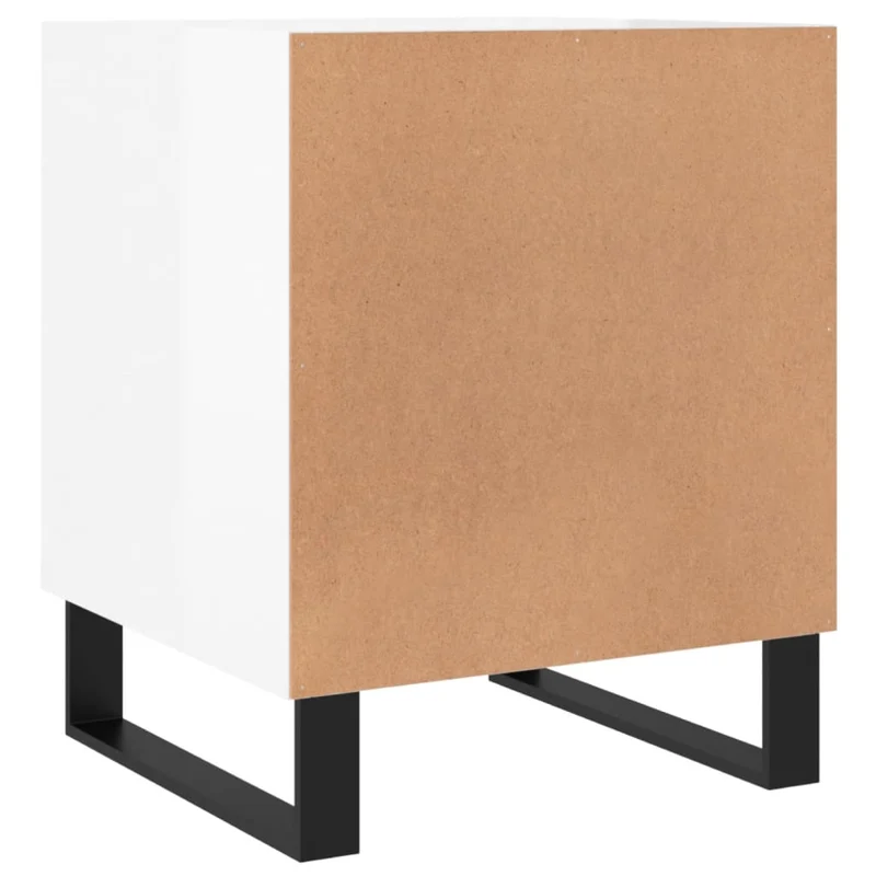 Lot de 2 tables de chevet avec compartiment avec porte 40 x 40 x 50 cm bois d'ingénierie blanc et fer DEC035030
