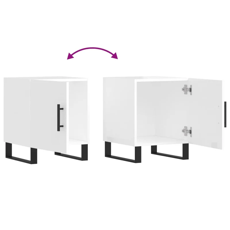 Lot de 2 tables de chevet avec compartiment avec porte 40 x 40 x 50 cm bois d'ingénierie blanc et fer DEC035030